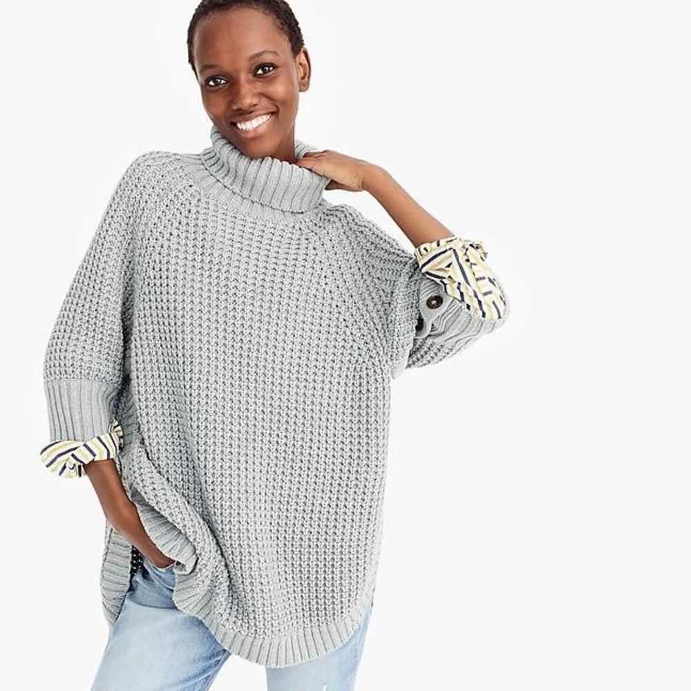 J.crew turtle neck chunky poncho sweater